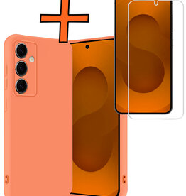 Nomfy Nomfy Samsung Galaxy S25 Hoesje Siliconen Met Screenprotector - Perzik