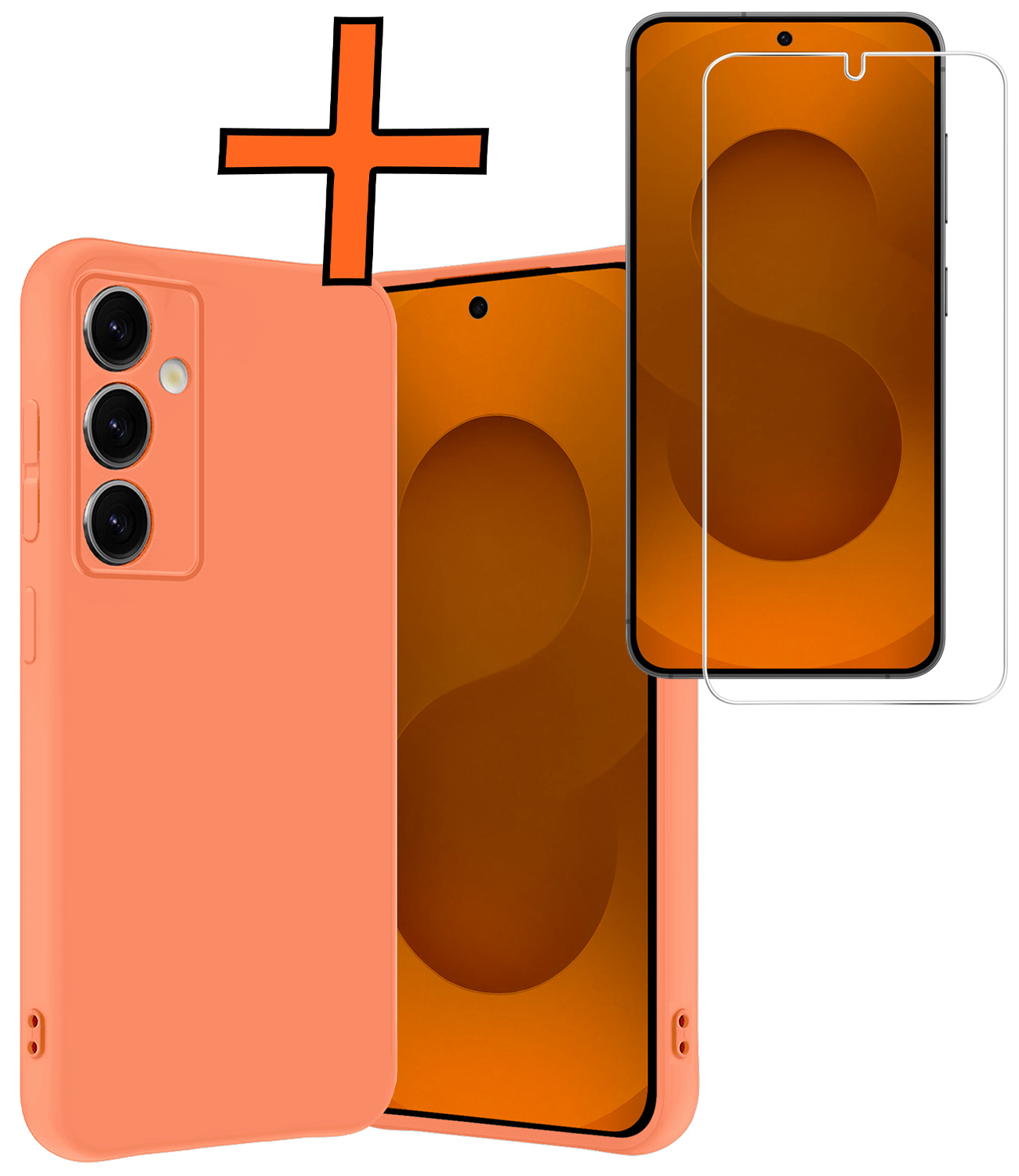 Nomfy Nomfy Samsung Galaxy S25 Hoesje Siliconen Met Screenprotector - Perzik