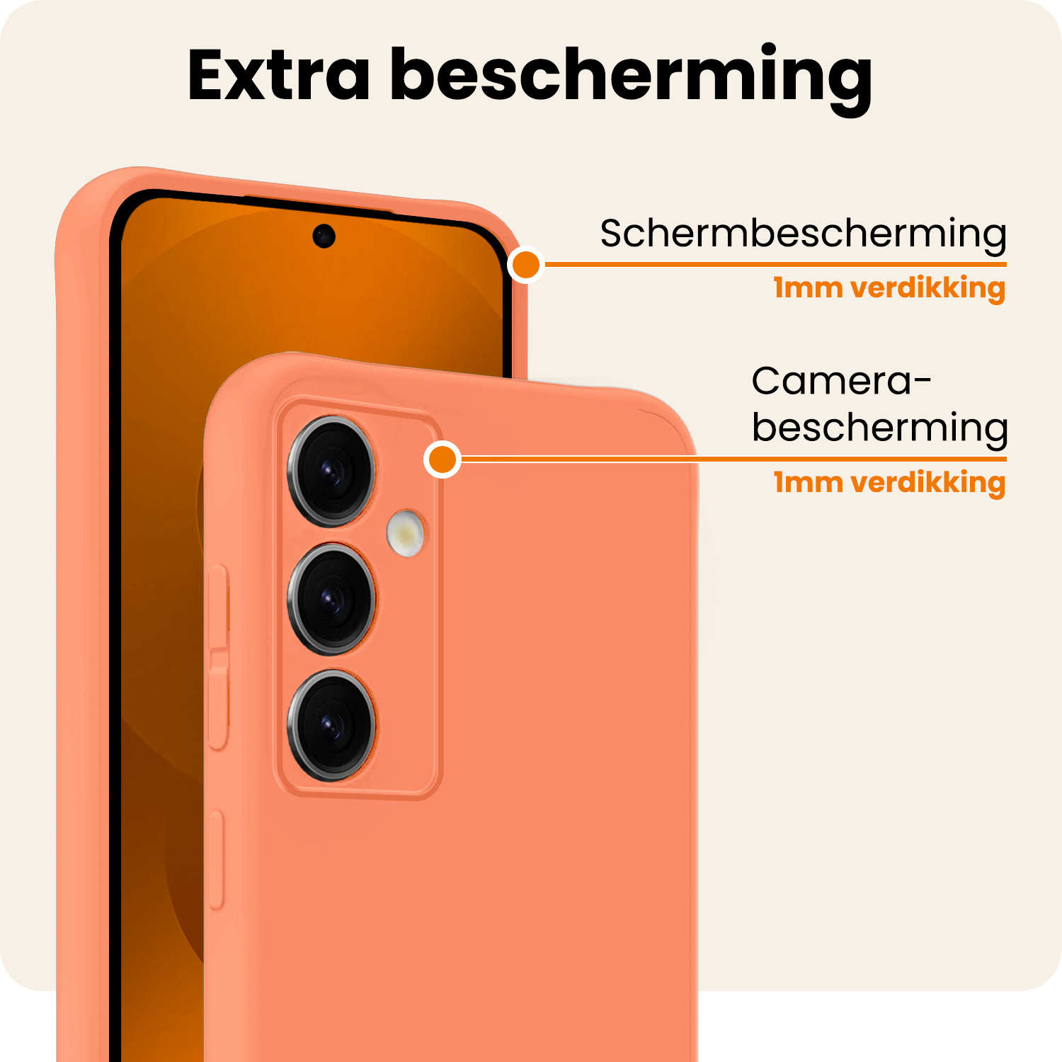 Nomfy Nomfy Samsung Galaxy S25 Hoesje Siliconen Met Screenprotector - Perzik