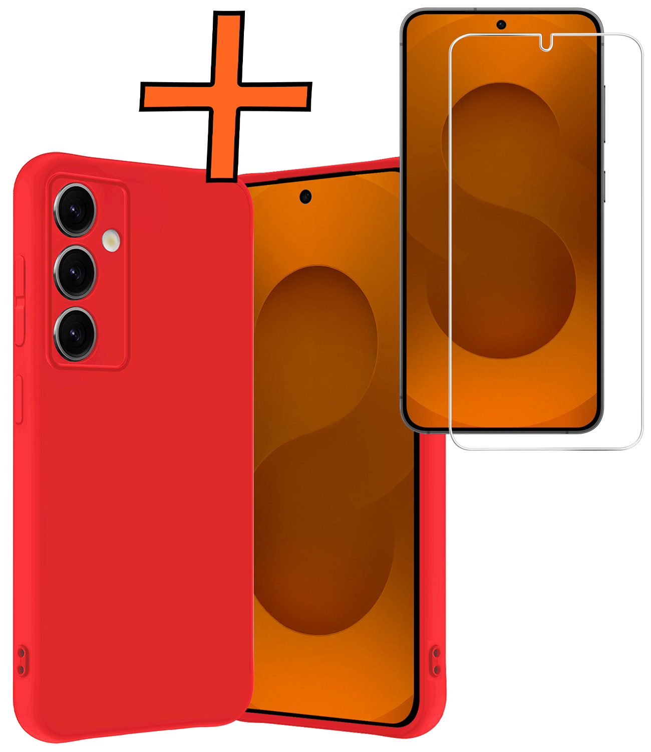 Nomfy Nomfy Samsung Galaxy S25 Hoesje Siliconen Met Screenprotector - Rood