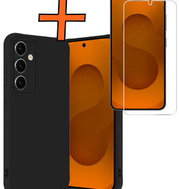 Nomfy Nomfy Samsung Galaxy S25 Hoesje Siliconen Met Screenprotector - Zwart