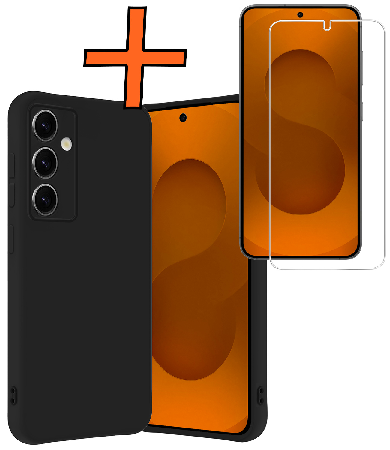 Nomfy Nomfy Samsung Galaxy S25 Hoesje Siliconen Met Screenprotector - Zwart