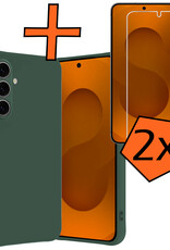 Nomfy Nomfy Samsung Galaxy S25 Hoesje Siliconen Met 2x Screenprotector - Donkergroen