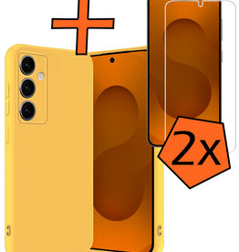 Nomfy Nomfy Samsung Galaxy S25 Hoesje Siliconen Met 2x Screenprotector - Geel