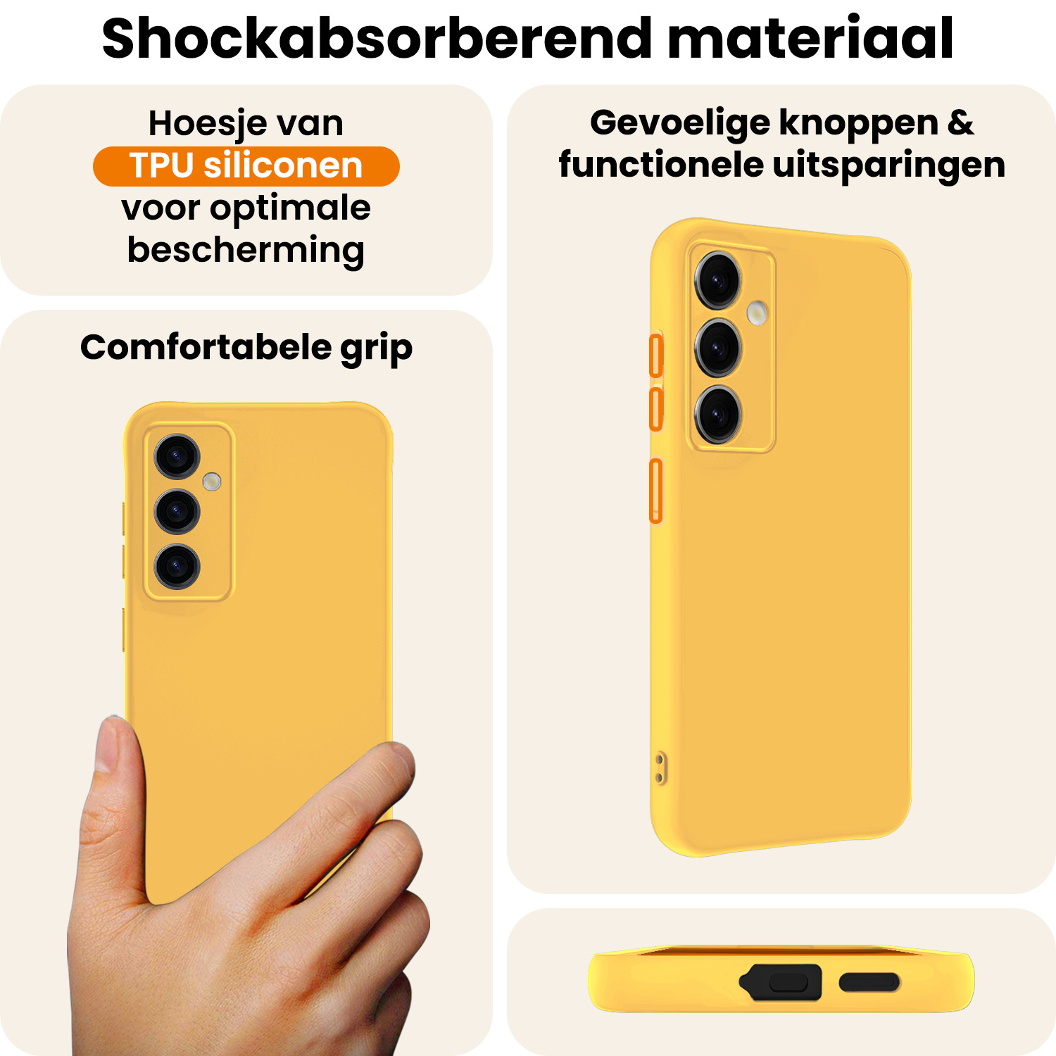 Nomfy Nomfy Samsung Galaxy S25 Hoesje Siliconen Met 2x Screenprotector - Geel