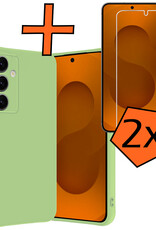 Nomfy Nomfy Samsung Galaxy S25 Hoesje Siliconen Met 2x Screenprotector - Groen