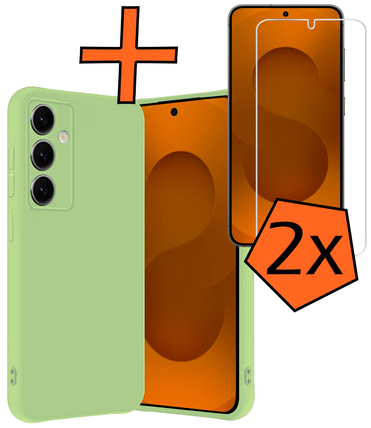 Nomfy Nomfy Samsung Galaxy S25 Hoesje Siliconen Met 2x Screenprotector - Groen