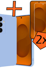 Nomfy Nomfy Samsung Galaxy S25 Hoesje Siliconen Met 2x Screenprotector - Lichtblauw