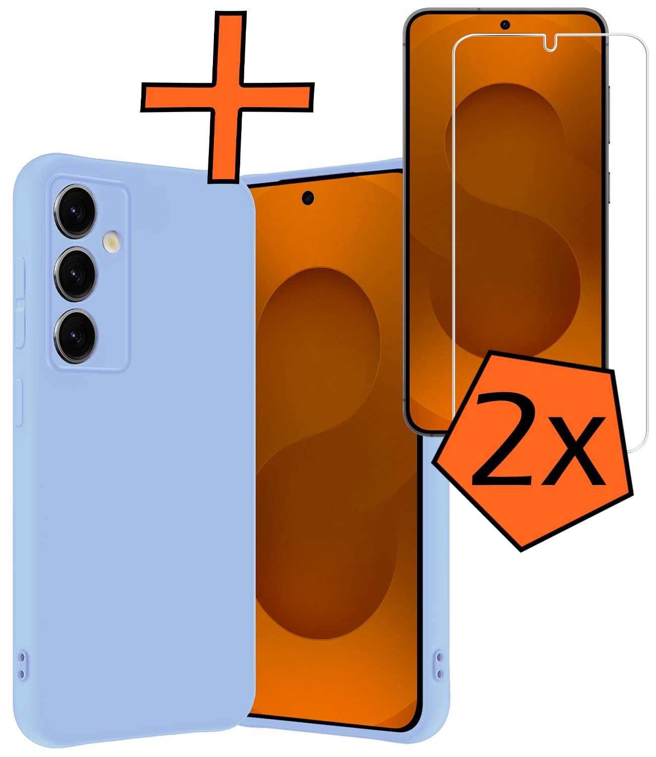 Nomfy Nomfy Samsung Galaxy S25 Hoesje Siliconen Met 2x Screenprotector - Lichtblauw