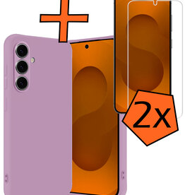 Nomfy Nomfy Samsung Galaxy S25 Hoesje Siliconen Met 2x Screenprotector - Lila