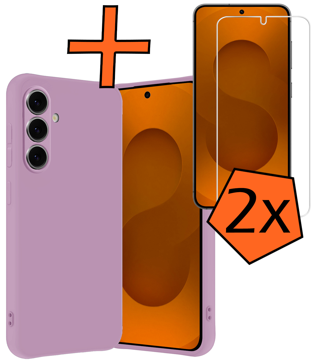 Nomfy Nomfy Samsung Galaxy S25 Hoesje Siliconen Met 2x Screenprotector - Lila