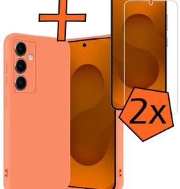 Nomfy Nomfy Samsung Galaxy S25 Hoesje Siliconen Met 2x Screenprotector - Perzik