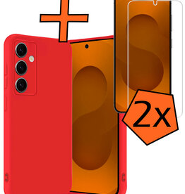 Nomfy Nomfy Samsung Galaxy S25 Hoesje Siliconen Met 2x Screenprotector - Rood