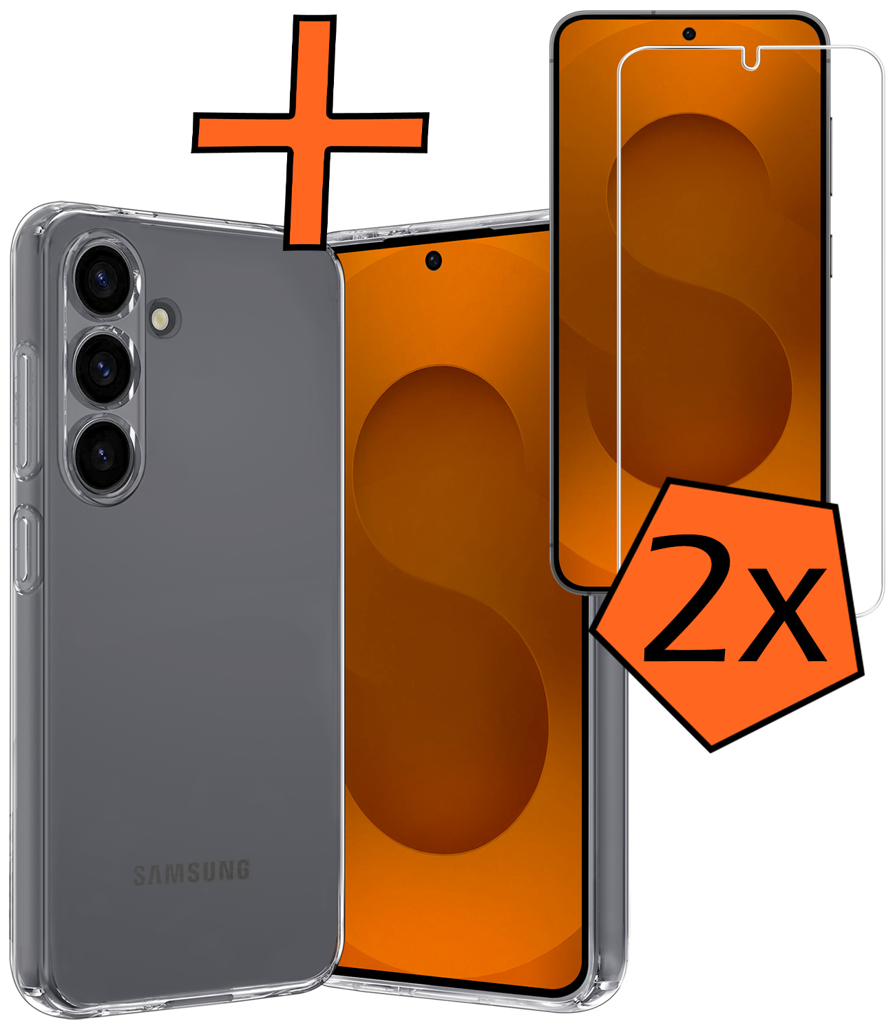 Nomfy Nomfy Samsung Galaxy S25 Hoesje Siliconen Met 2x Screenprotector - Transparant