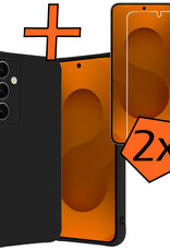 Nomfy Nomfy Samsung Galaxy S25 Hoesje Siliconen Met 2x Screenprotector - Zwart