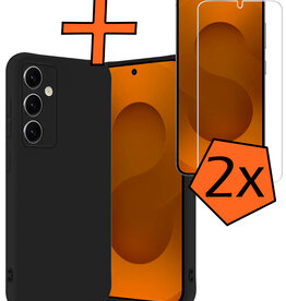 Nomfy Nomfy Samsung Galaxy S25 Hoesje Siliconen Met 2x Screenprotector - Zwart