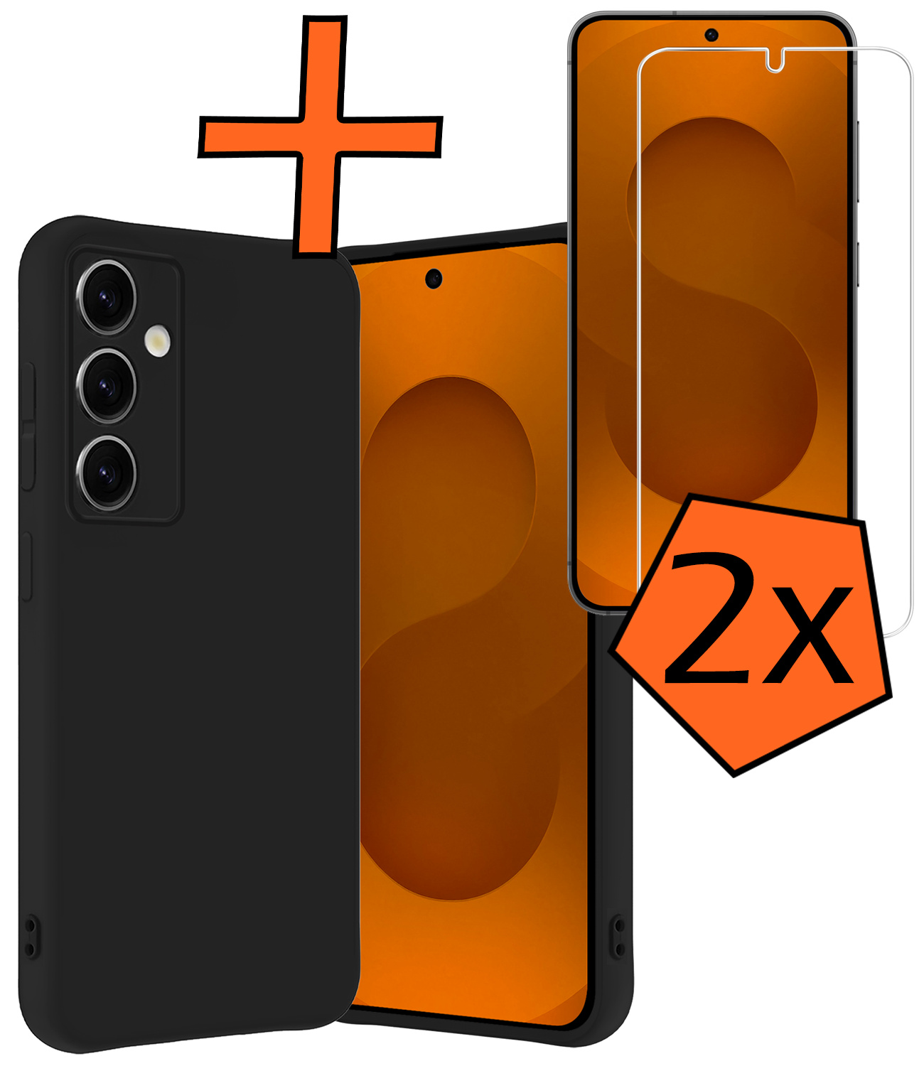 Nomfy Nomfy Samsung Galaxy S25 Hoesje Siliconen Met 2x Screenprotector - Zwart