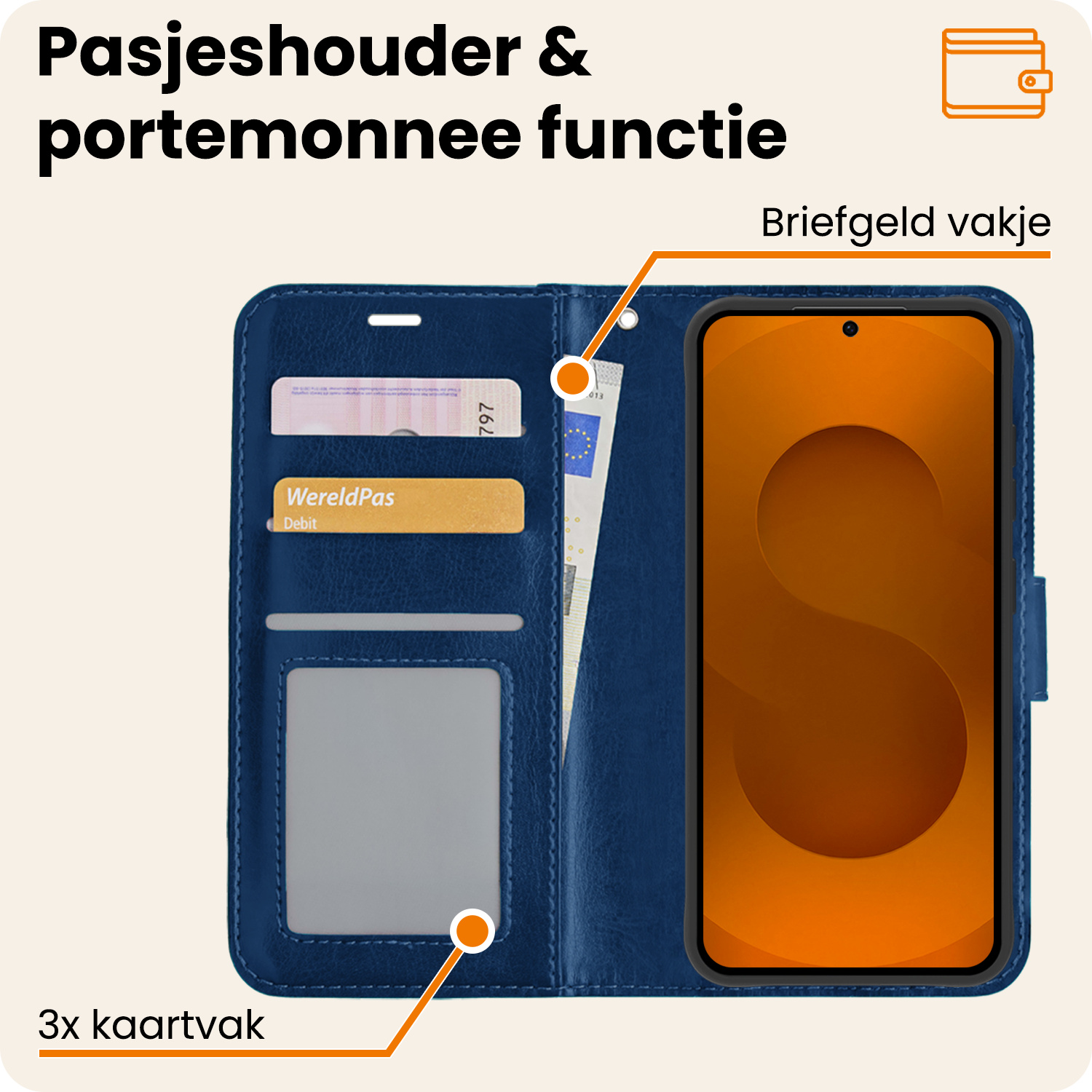 Nomfy Nomfy Samsung Galaxy S25 Hoesje Bookcase - Donkerblauw