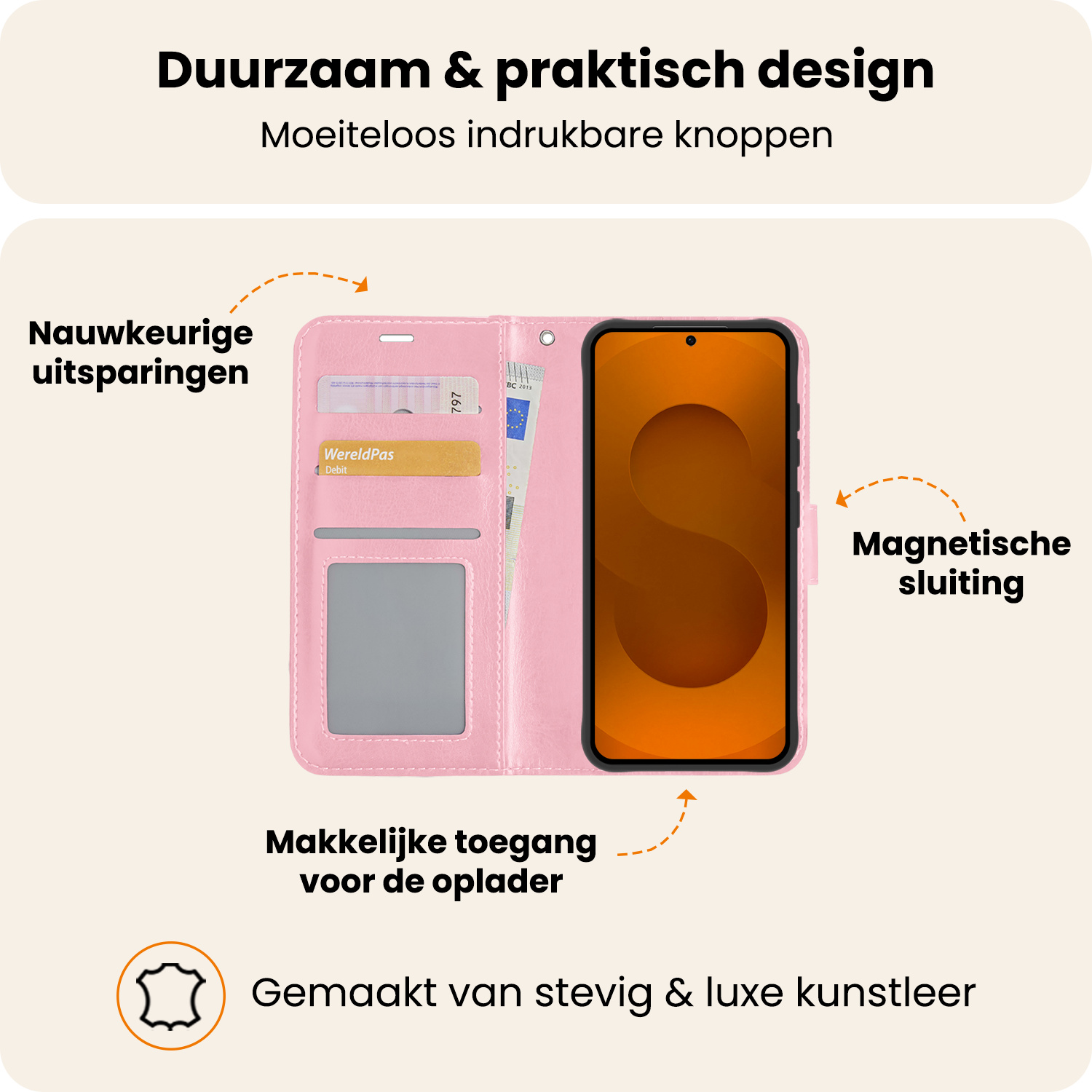 Nomfy Nomfy Samsung Galaxy S25 Hoesje Bookcase - Lichtroze