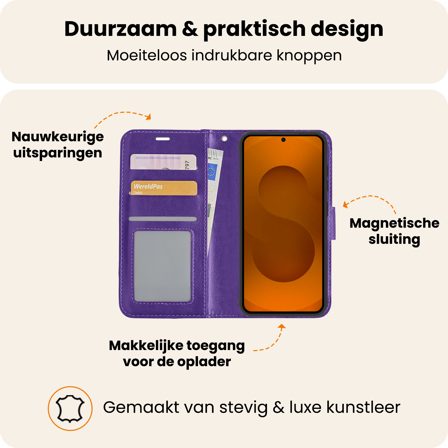 Nomfy Nomfy Samsung Galaxy S25 Hoesje Bookcase - Paars