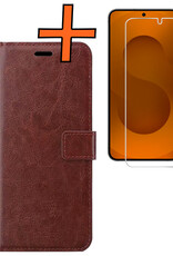 Nomfy Nomfy Samsung Galaxy S25 Hoesje Bookcase Met Screenprotector - Bruin