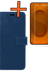 Nomfy Nomfy Samsung Galaxy S25 Hoesje Bookcase Met Screenprotector - Donkerblauw