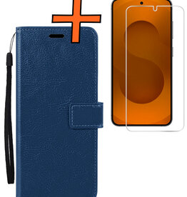 Nomfy Nomfy Samsung Galaxy S25 Hoesje Bookcase Met Screenprotector - Donkerblauw