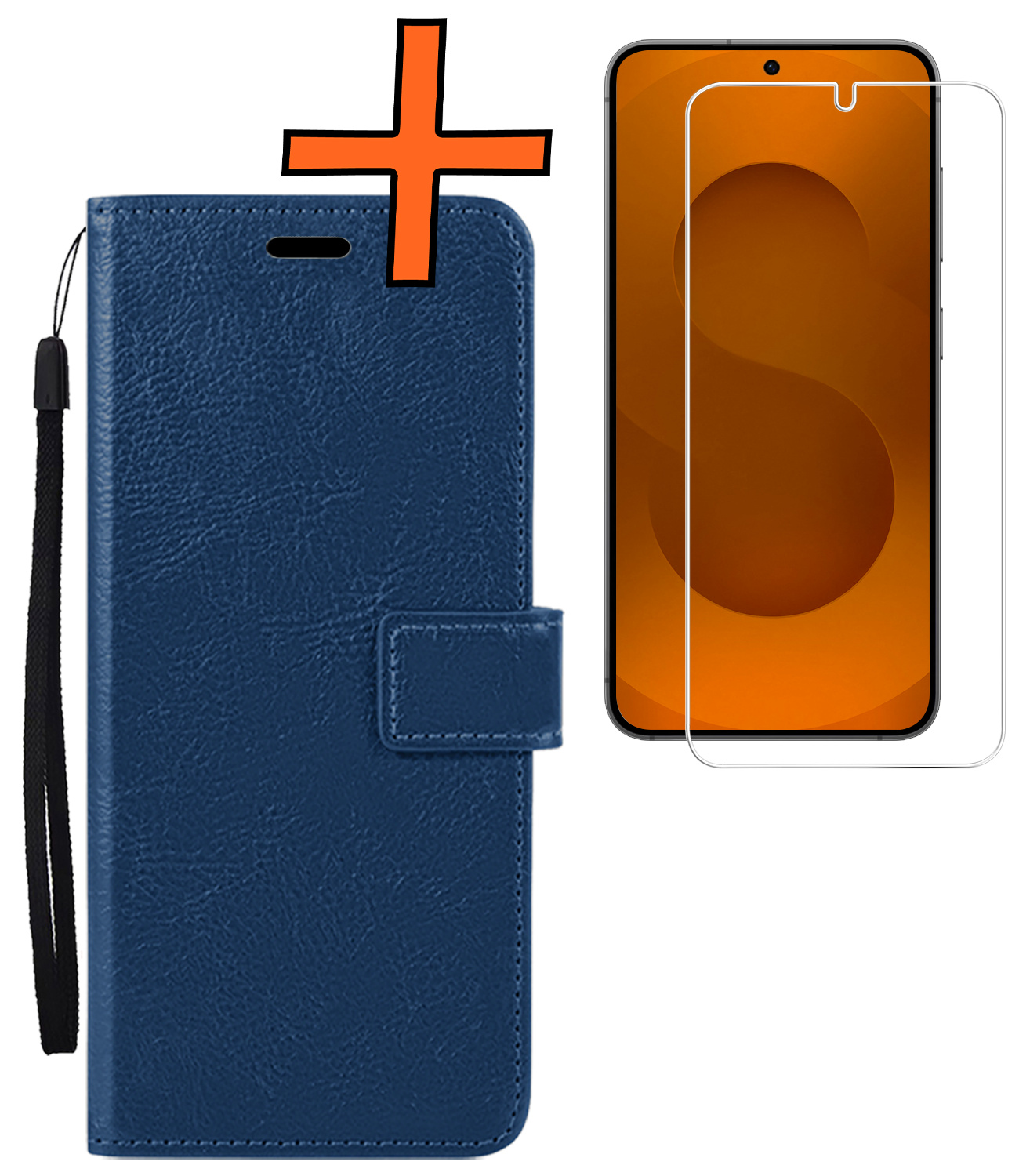 Nomfy Nomfy Samsung Galaxy S25 Hoesje Bookcase Met Screenprotector - Donkerblauw
