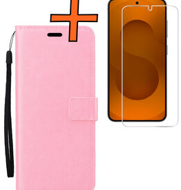 Nomfy Nomfy Samsung Galaxy S25 Hoesje Bookcase Met Screenprotector - Lichtroze