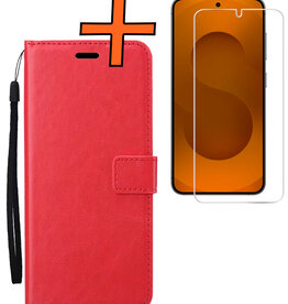 Nomfy Nomfy Samsung Galaxy S25 Hoesje Bookcase Met Screenprotector - Rood