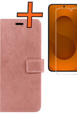 Nomfy Nomfy Samsung Galaxy S25 Hoesje Bookcase Met Screenprotector - Rose Goud