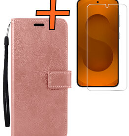 Nomfy Nomfy Samsung Galaxy S25 Hoesje Bookcase Met Screenprotector - Rose Goud