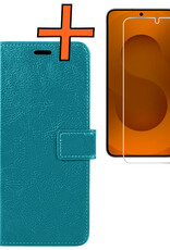 Nomfy Nomfy Samsung Galaxy S25 Hoesje Bookcase Met Screenprotector - Turquoise