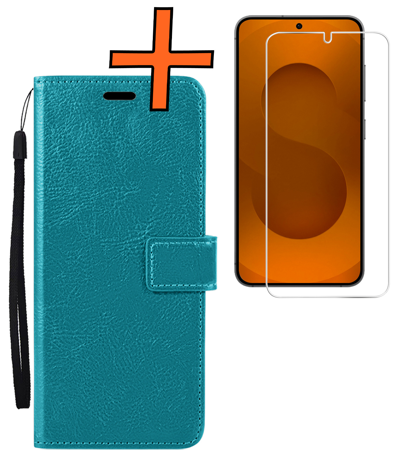 Nomfy Nomfy Samsung Galaxy S25 Hoesje Bookcase Met Screenprotector - Turquoise