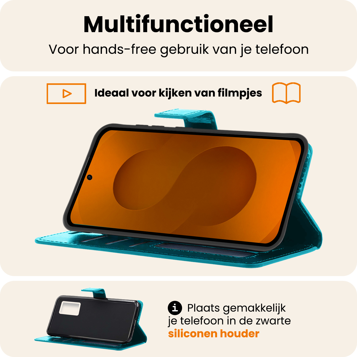 Nomfy Nomfy Samsung Galaxy S25 Hoesje Bookcase Met Screenprotector - Turquoise