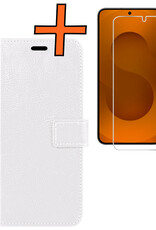 Nomfy Nomfy Samsung Galaxy S25 Hoesje Bookcase Met Screenprotector - Wit