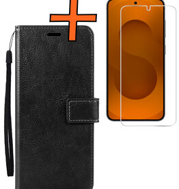 Nomfy Nomfy Samsung Galaxy S25 Hoesje Bookcase Met Screenprotector - Zwart