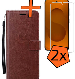 Nomfy Nomfy Samsung Galaxy S25 Hoesje Bookcase Met 2x Screenprotector - Bruin