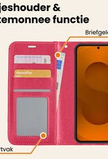Nomfy Nomfy Samsung Galaxy S25 Hoesje Bookcase Met 2x Screenprotector - Donkerroze