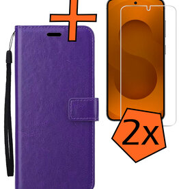 Nomfy Nomfy Samsung Galaxy S25 Hoesje Bookcase Met 2x Screenprotector - Paars