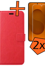 Nomfy Nomfy Samsung Galaxy S25 Hoesje Bookcase Met 2x Screenprotector - Rood