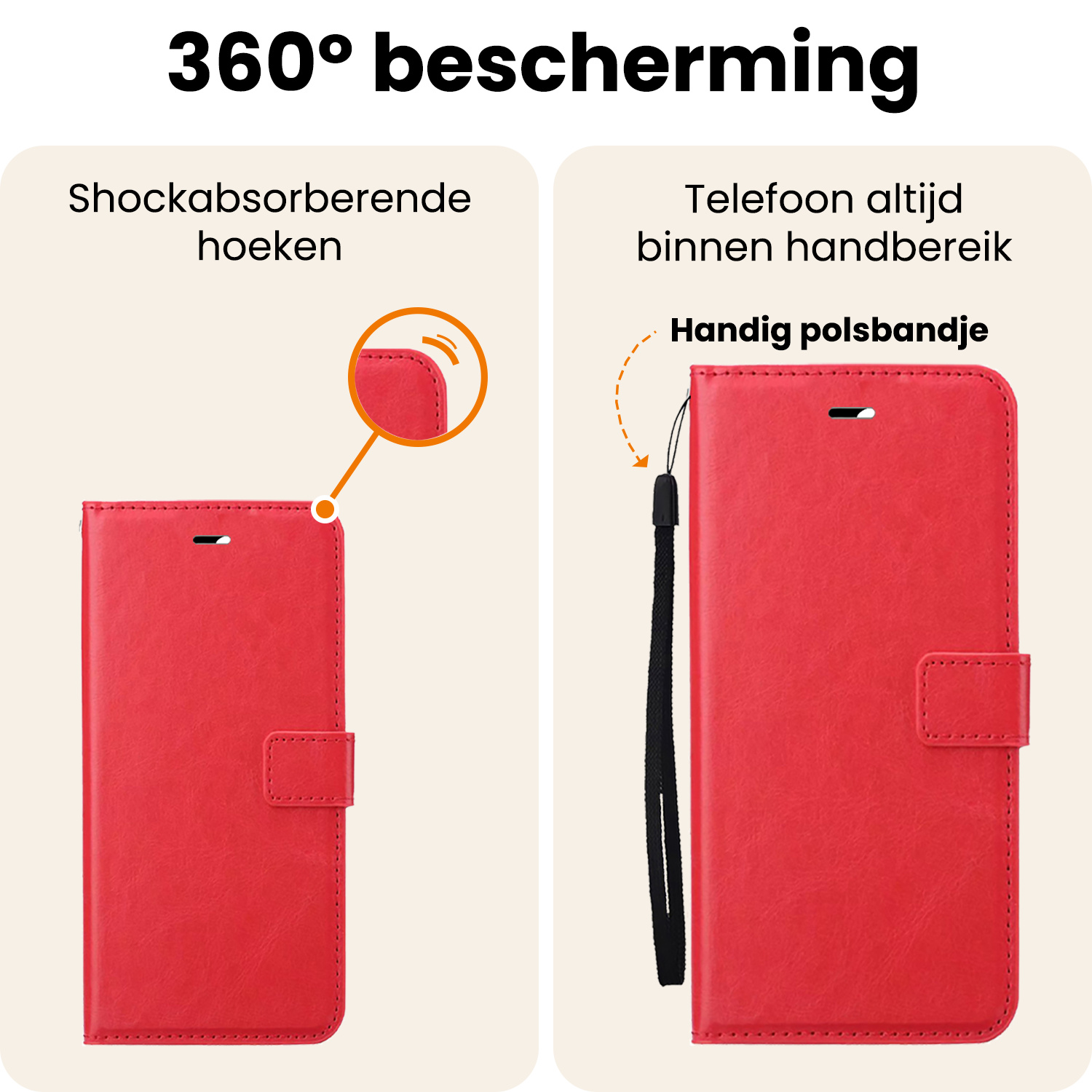 Nomfy Nomfy Samsung Galaxy S25 Hoesje Bookcase Met 2x Screenprotector - Rood