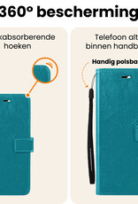 Nomfy Nomfy Samsung Galaxy S25 Hoesje Bookcase Met 2x Screenprotector - Turquoise