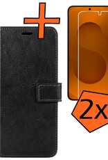 Nomfy Nomfy Samsung Galaxy S25 Hoesje Bookcase Met 2x Screenprotector - Zwart
