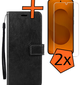 Nomfy Nomfy Samsung Galaxy S25 Hoesje Bookcase Met 2x Screenprotector - Zwart
