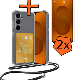 Nomfy Nomfy Samsung Galaxy S25 Plus Hoesje Pashouder met Koord Met 2x Screenprotector