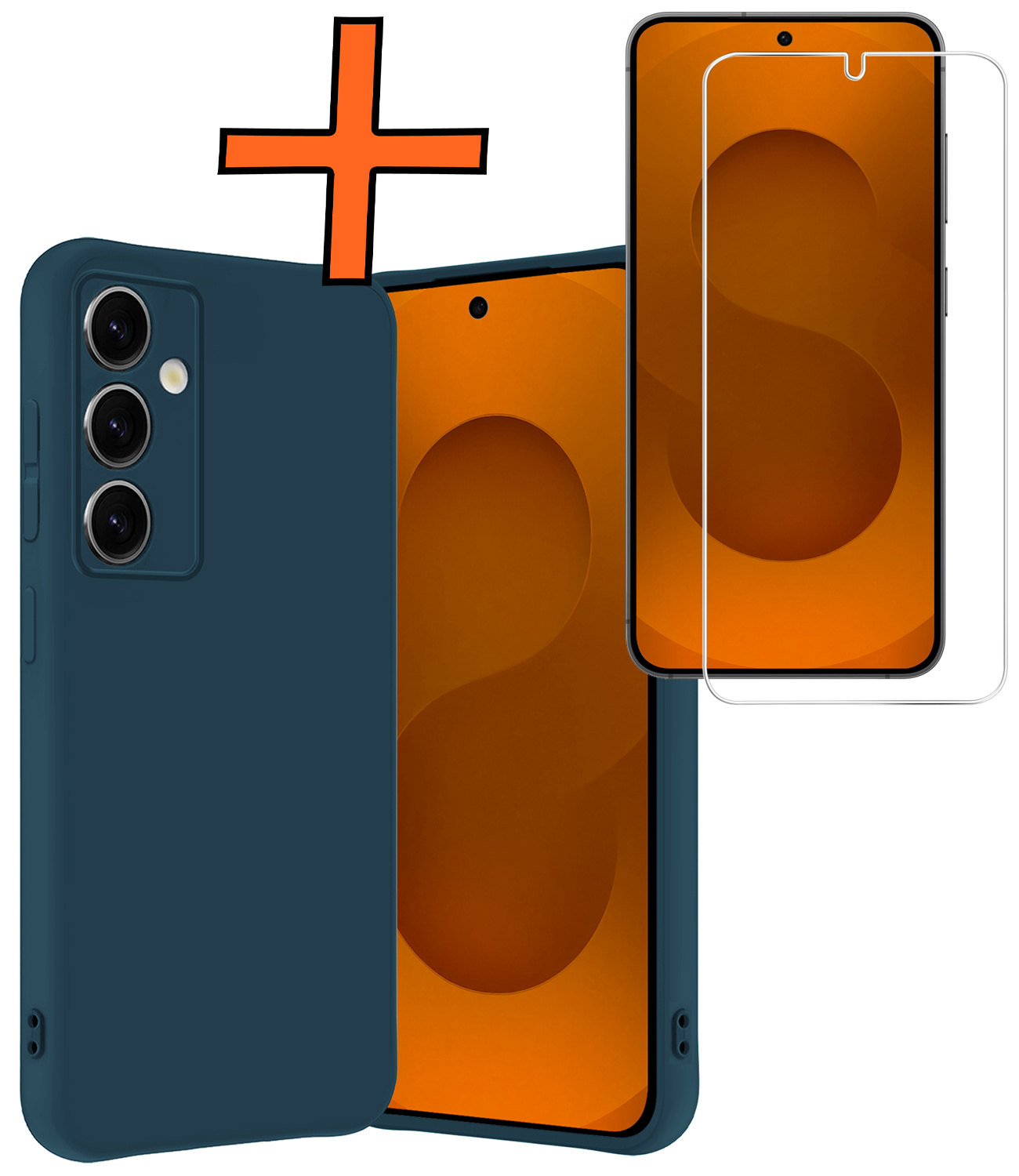 Nomfy Nomfy Samsung Galaxy S25 Plus Hoesje Siliconen Met Screenprotector - Donkerblauw