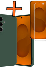 Nomfy Nomfy Samsung Galaxy S25 Plus Hoesje Siliconen Met Screenprotector - Donkergroen