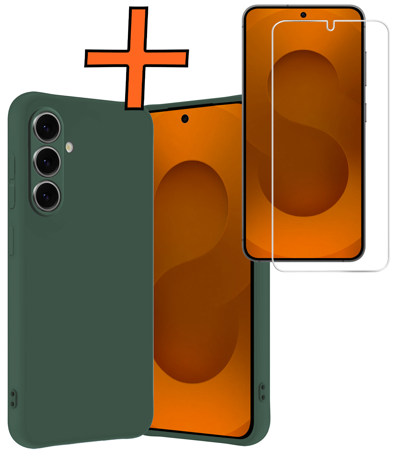 Nomfy Nomfy Samsung Galaxy S25 Plus Hoesje Siliconen Met Screenprotector - Donkergroen