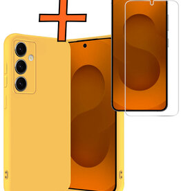 Nomfy Nomfy Samsung Galaxy S25 Plus Hoesje Siliconen Met Screenprotector - Geel